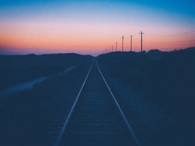 Train tracks at sunset